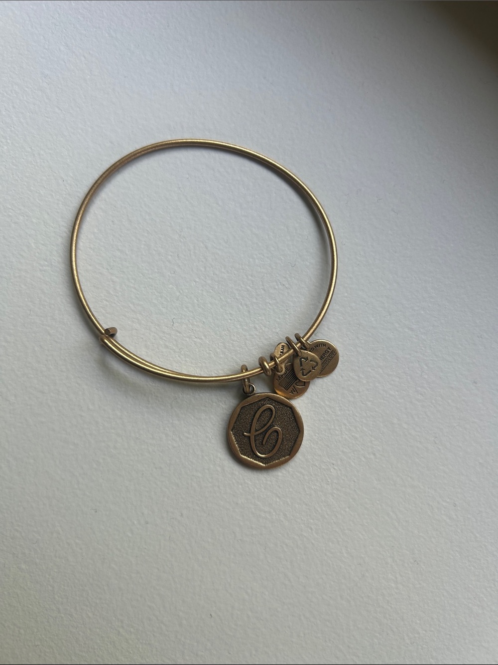 Alex and Ani Gold Initial Charm Bangle Bracelet - C Monogram